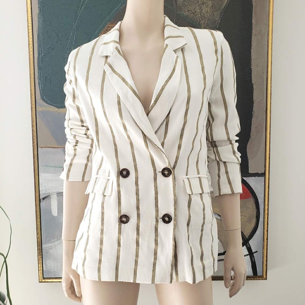 FRNCH | Double-breasted Linen-blend Blazer
